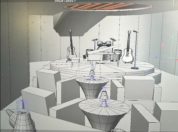 Cinema 4D scene — stage camera view